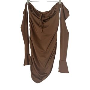 Elegant Brown Off-Shoulder Dress